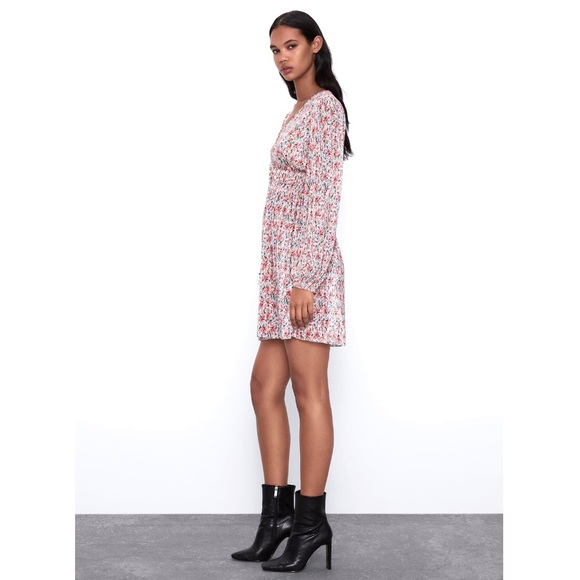 NWT Zara Blush Pink Floral Print Mini Dress - Picture 8 of 8